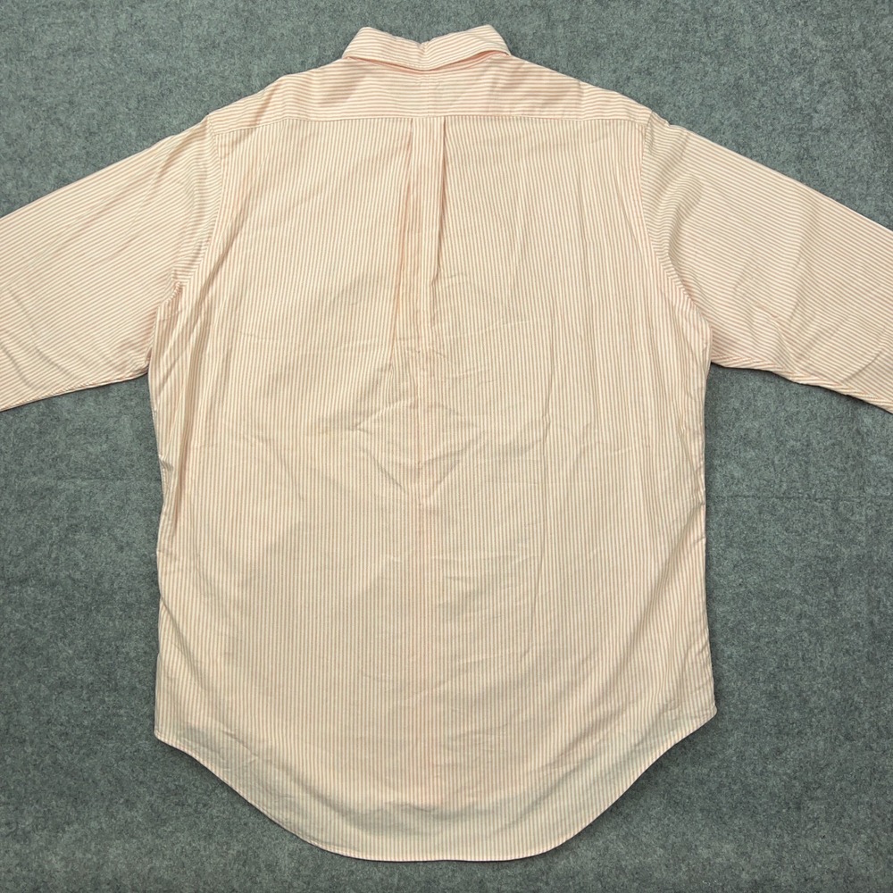 Ralph Lauren Shirt Men 16.5 35 Orange Striped Flesh Pony Long Sleeve Button Down - Picture 8 of 11